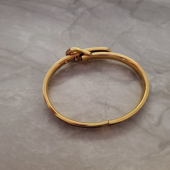 🐴 Juicy Couture Black Gold Enamel Belt Buckle Equestrian Bangle Bracelet 🐴 - Picture 9 of 10
